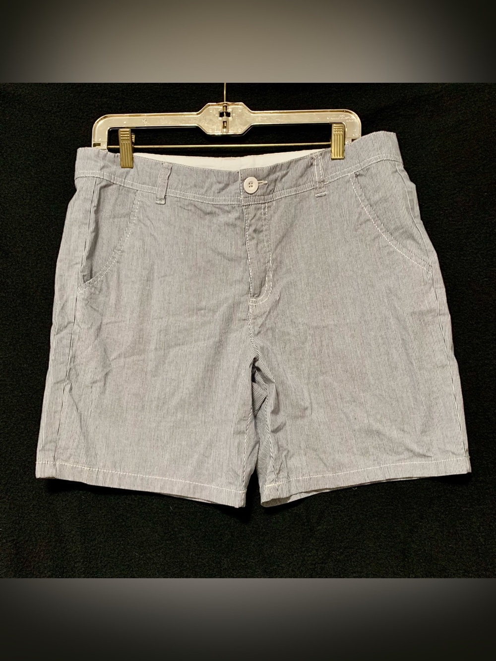 Faded Glory Women’s Blue & White Pinstripe Shorts Size (12)